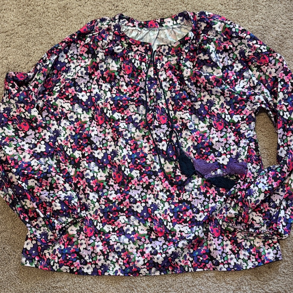 Elegant Floral Blouse - Pink and Purple